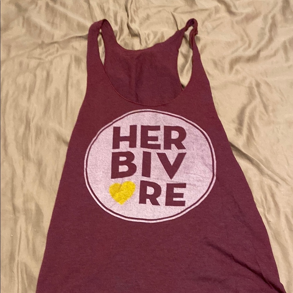 Maroon Tank Top with Herbivore Print